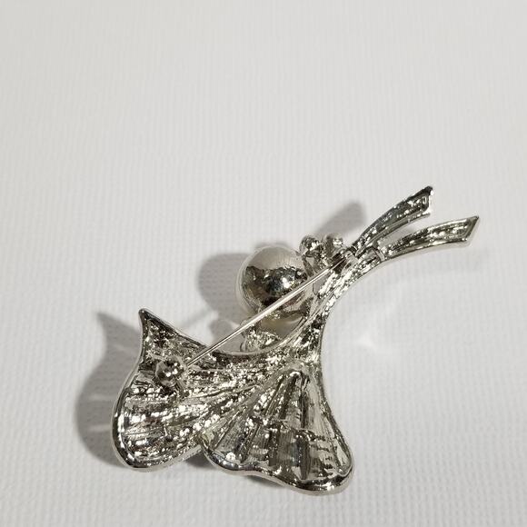 Bouquet brooch faux pearl rhinestone 2 1/4"X1 3/4" 1.1998 - Picture 8 of 9